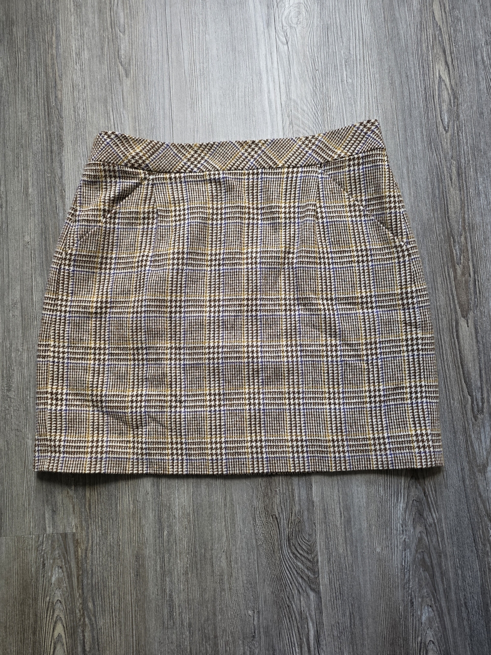 J. Crew Plaid Mini Skirt in Brown and Cream Houndstooth